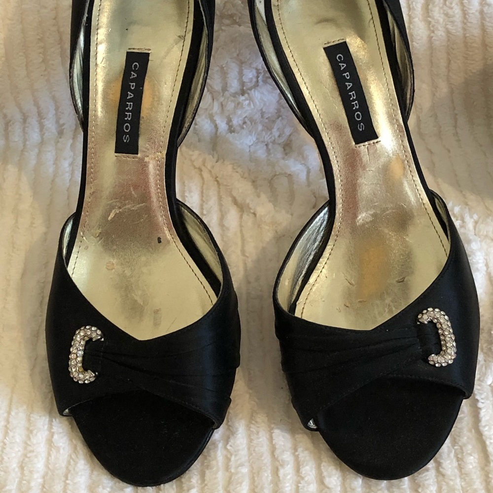 Caparros black satin high heels